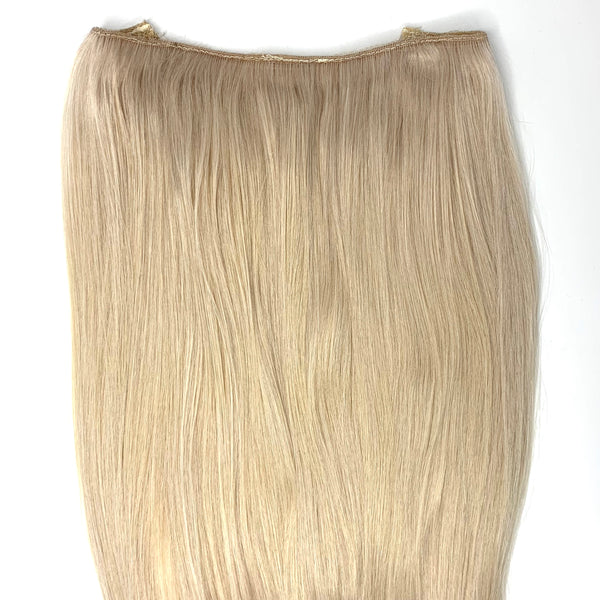 Halo Extension | Cool Ashy Blonde with Highlights | #116 - 16 Inches – 140 Grams | 100% Remy Human Hair - HiddenCrownHair